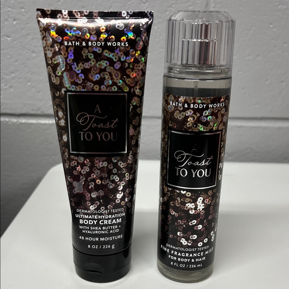 Bath & Body Works A Toast to You Body Cream and Mist Set - Black and Silver